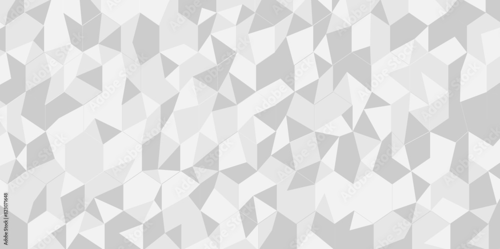 Obraz premium Vector geometric seamless technology gray and white triangle element light background. Abstract digital grid light pattern white Polygon Mosaic triangle Background, business and corporate background.