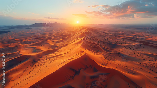 Arid Desert Sunset  Drone Photography of Sand Dunes