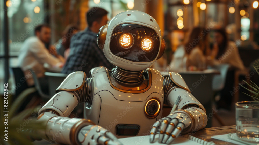 AI robot actively participating in a brainstorming session in an advertising agency meeting room,generative ai AI robot actively participating in a brainstorming session in an advertising agency meeting room,generative ai
