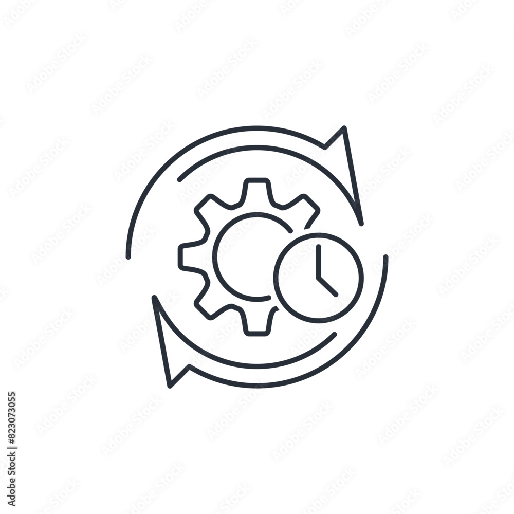 Improve equipment. Speeding up the process. Modernization, efficiency. Vector linear icon isolated on white background. Improve equipment. Speeding up the process. Modernization, efficiency. Vector linear icon isolated on white background.