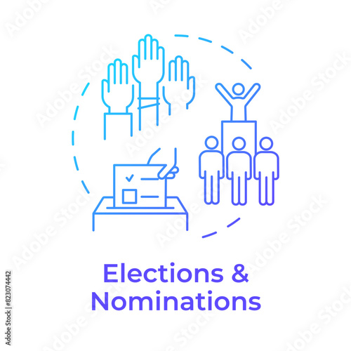 Elections and nominations blue gradient concept icon. Voting ballot box. Administrative services. Round shape line illustration. Abstract idea. Graphic design. Easy to use in infographic, presentation