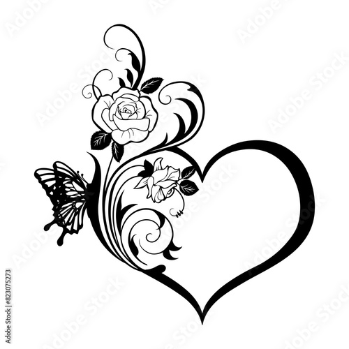 heart with floral ornament