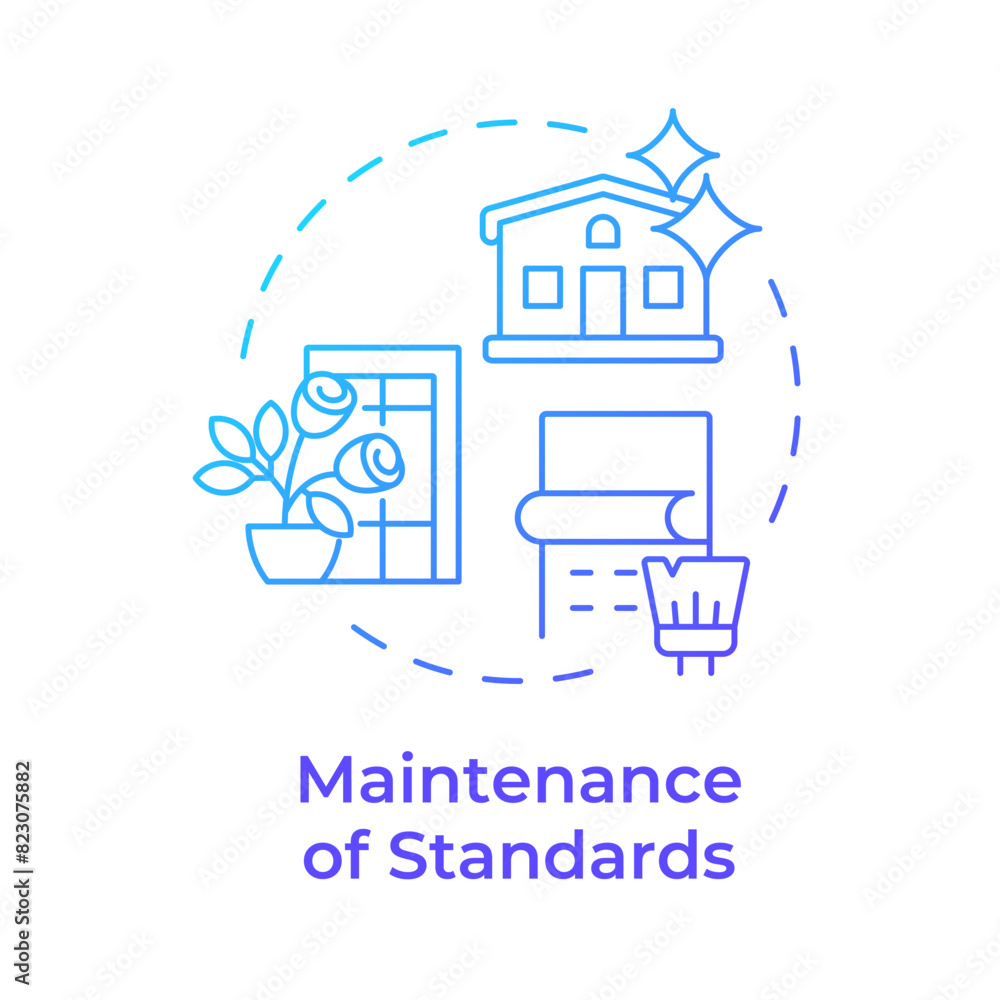 Maintenance of standards blue gradient concept icon. Property management, living environment. Round shape line illustration. Abstract idea. Graphic design. Easy to use in infographic, presentation