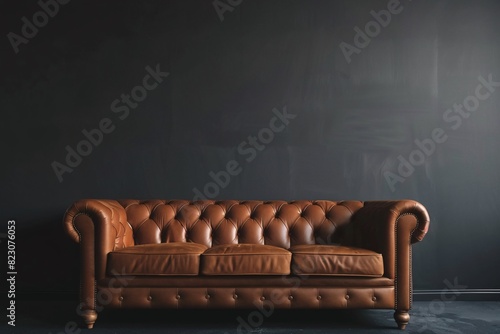 a brown leather couch in a room © Elena