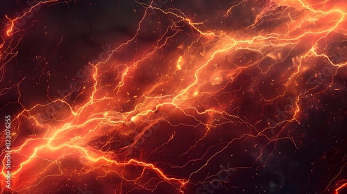 abstract background with lightning, dark sky and clouds, smoke in the air, energy flow concept