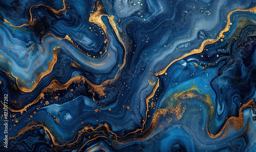 Luxurious abstract with velvet textures in royal blue and gold for an opulent effect, Generate AI