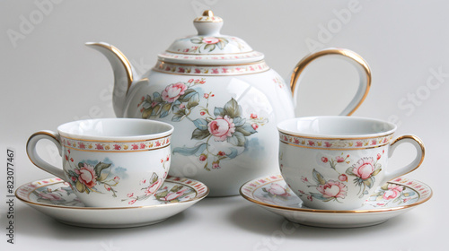 Vintage floral tea set. Beautiful vintage tea set with floral design, perfect for a classic and elegant tea party.