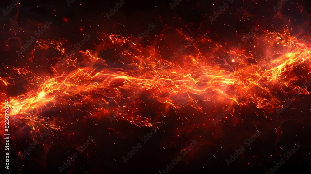 Fototapeta premium Abstract background with red lightning and orange electric energy