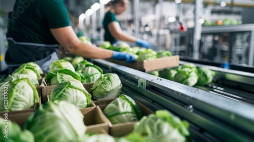 Efficient Cabbage Packaging Process in a Modern Facility