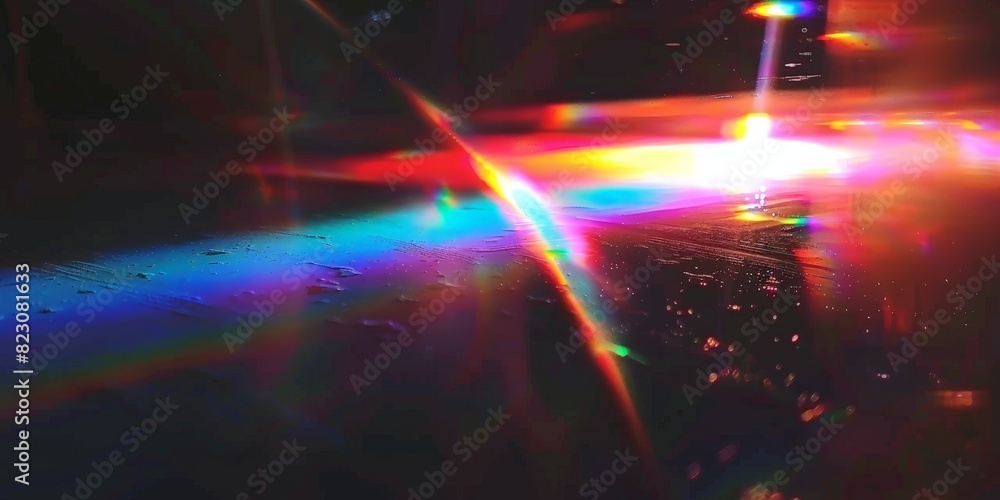 rainbow reflection effecton dark background