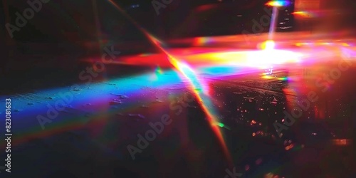 rainbow reflection effecton dark background