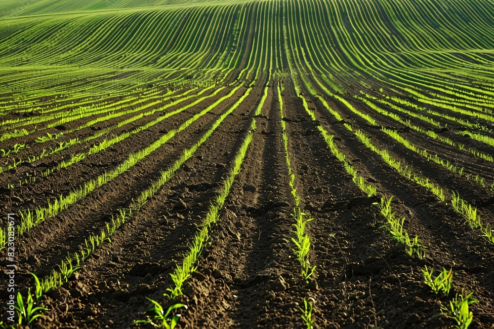 rows of green plants in a field rows of green plants in a field