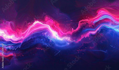 Modern abstract with neon pink and electric blue streaks against a dark background, Generate AI photo