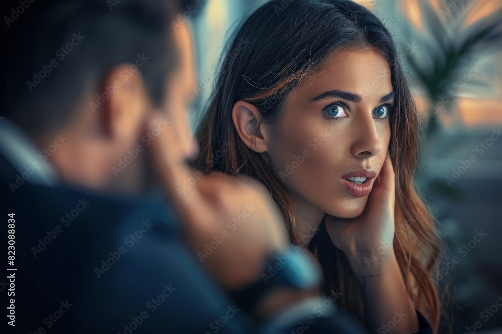 Φωτογραφία Young businesswoman listening to her colleague telling her a secret on a seminar in board room