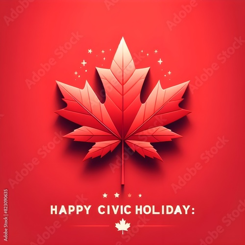 Happy Civic Holiday Red Maple leaf creative design 5th August. Celebrate Canada civic day photo