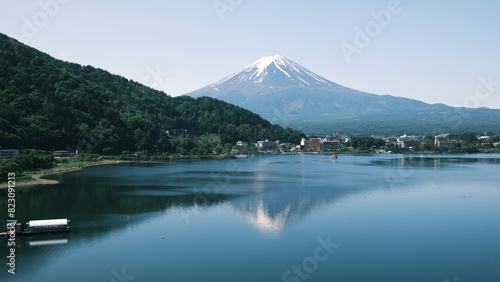 the reflection of Mt fuji in lake kawaguchi