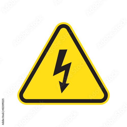 High voltage sign with lightning.