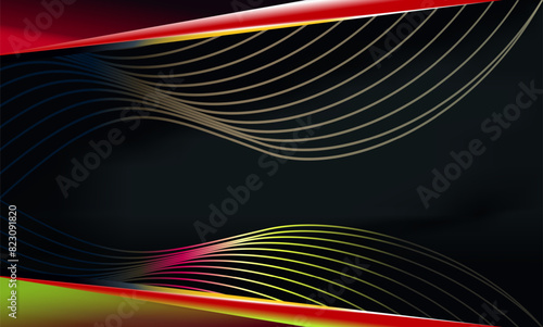 Vector Abstract shiny color gold wave design element on dark background. abstract background design with red geometric golden elements vector photo