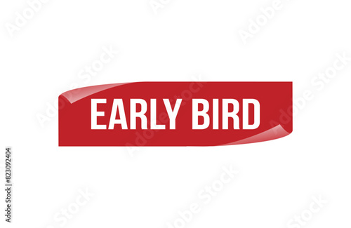 Red banner early bird on white background.