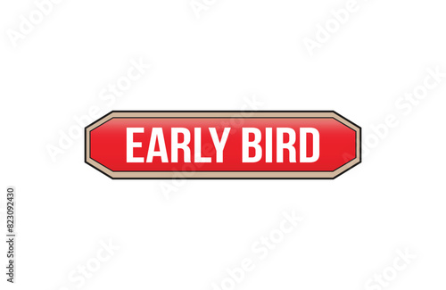Red banner early bird on white background.