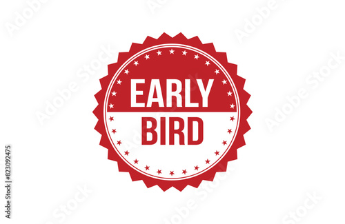 Red banner early bird on white background.