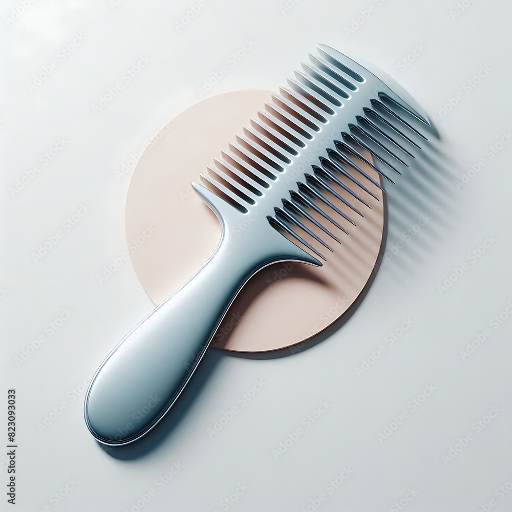Silver comb isolated on white background. Close up, top view Silver comb isolated on white background. Close up, top view