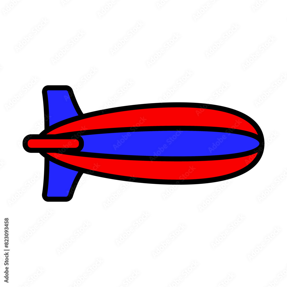Patriotic blimp icon. Red and blue colors. Symbol of American celebrations, parades, and national pride. Patriotic blimp icon. Red and blue colors. Symbol of American celebrations, parades, and national pride.