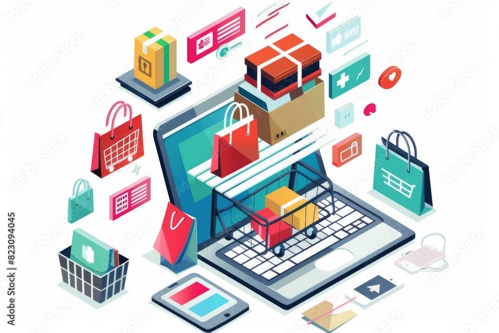 Detailed illustration of a secure online shopping system Detailed illustration of a secure online shopping system