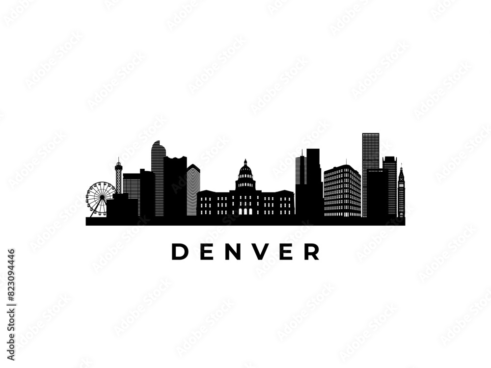 Vector Denver skyline. Travel Denver famous landmarks. Business and tourism concept for presentation, banner, web site.