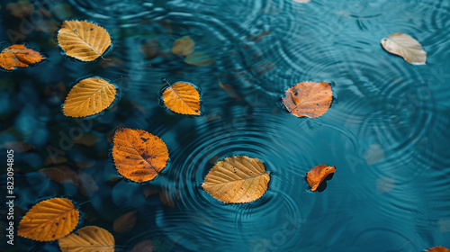 Autumn background. bright yellow-orange fallen maple leaves in water.