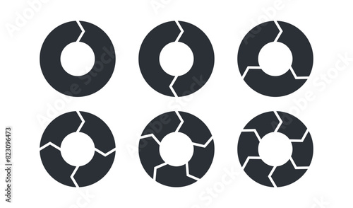 Rotation arrows in circular motion. Circle arrow combinations. Set of circular infographics. Graphic diagram. Design element. Vector illustration isolated on white background.
