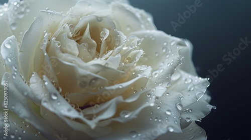 The delicate beauty of a white rose is captured in stunning detail.