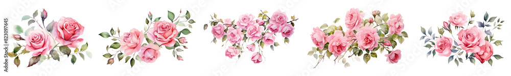 Fototapeta premium Flower Bouquet png element set on transparent background