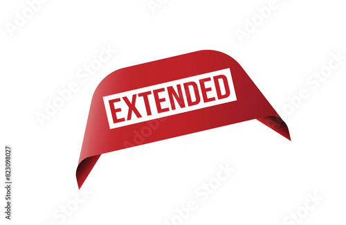 Extended red ribbon label banner. Open available now sign or extended tag.