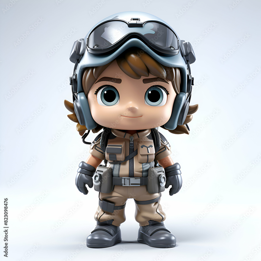 Cute little girl with a pilot helmet. 3D rendering. Cute little girl with a pilot helmet. 3D rendering.