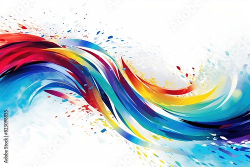 Olympic colors and lines, background. An abstract colorful curly line highlighted on a white background, a sports concept, a frame with colorful stripes, a place to copy your text.