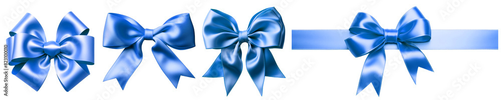 Blue bow ribbon png element set on transparent background Blue bow ribbon png element set on transparent background