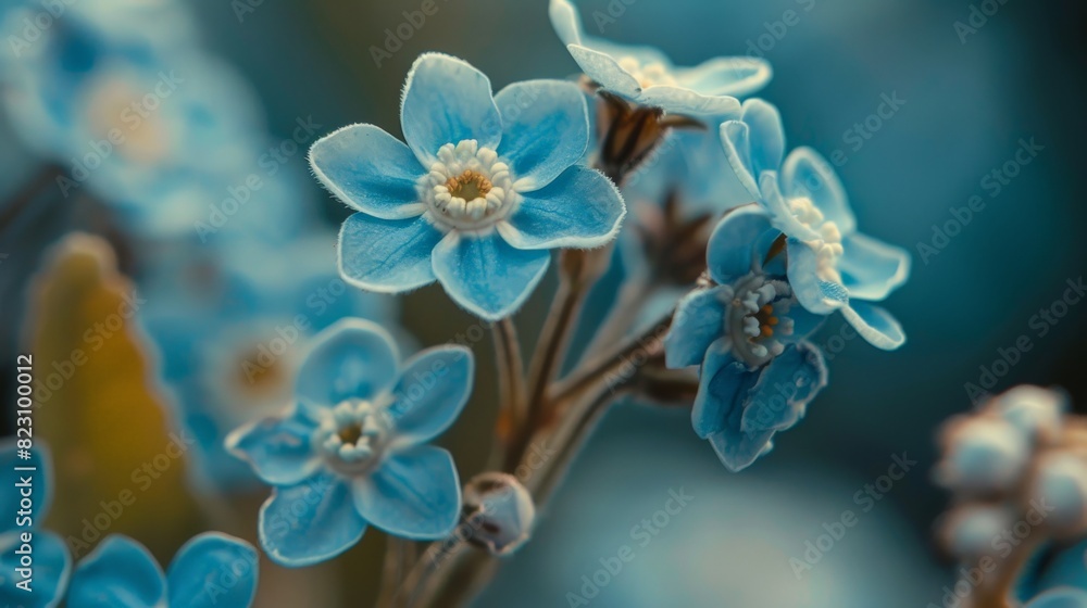 The intricate details of a delicate forget-me-not flower are captured in close-up. The intricate details of a delicate forget-me-not flower are captured in close-up.