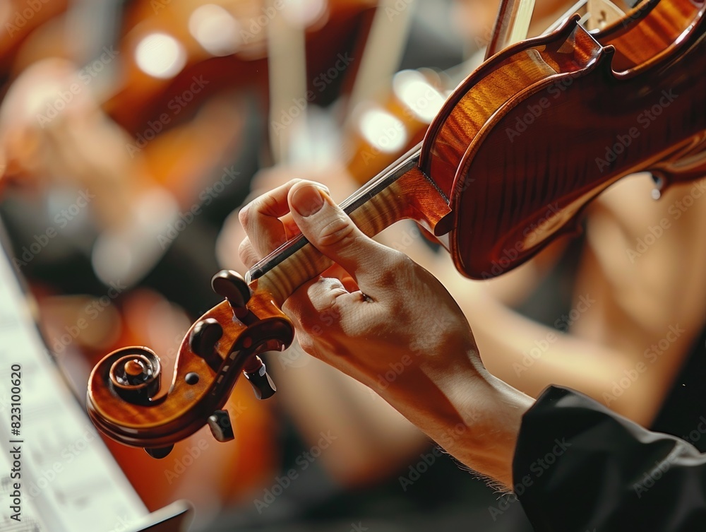 Fototapeta premium Close ups of violin and hands