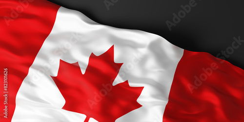 Canada flag with copy space on black background 3D render