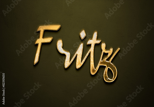 Old gold text effect of German name Fritz with 3D glossy style Mockup	 photo