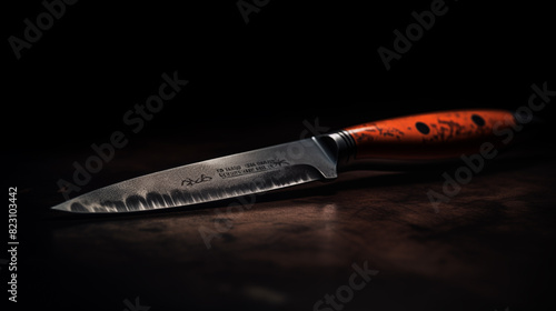 The knife in dark, low light photography. 