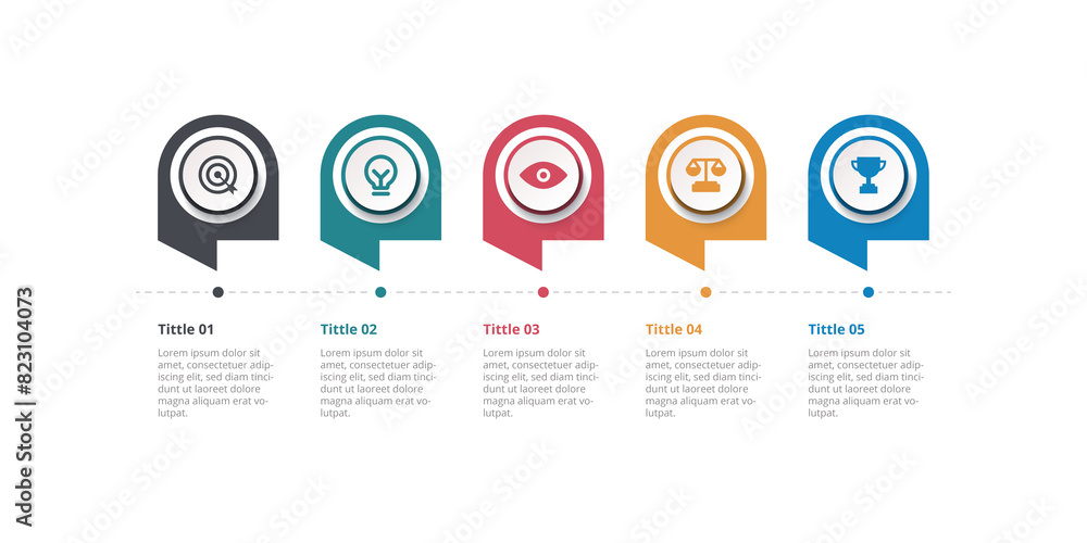 Fototapeta premium Infographic design 5 steps point or option with icons. Infographic business concept Can be used for info graphics, flow charts, presentations, web sites, banners.