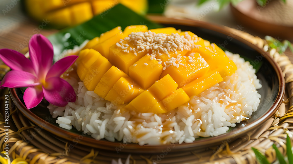 Mango sticky rice with coconut milk, Thai dessert Mango sticky rice with coconut milk, Thai dessert