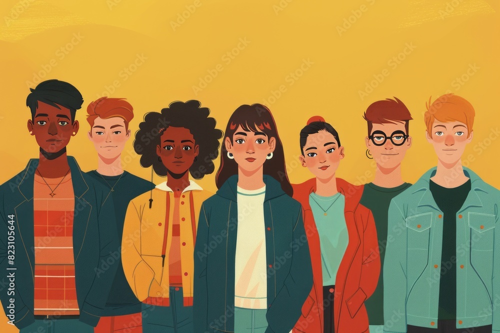 illustration of a group of diverse young people, diversity, inclusion, LGBTQ , non-binary
illustration of a group of diverse young people, diversity, inclusion, LGBTQ , non-binary