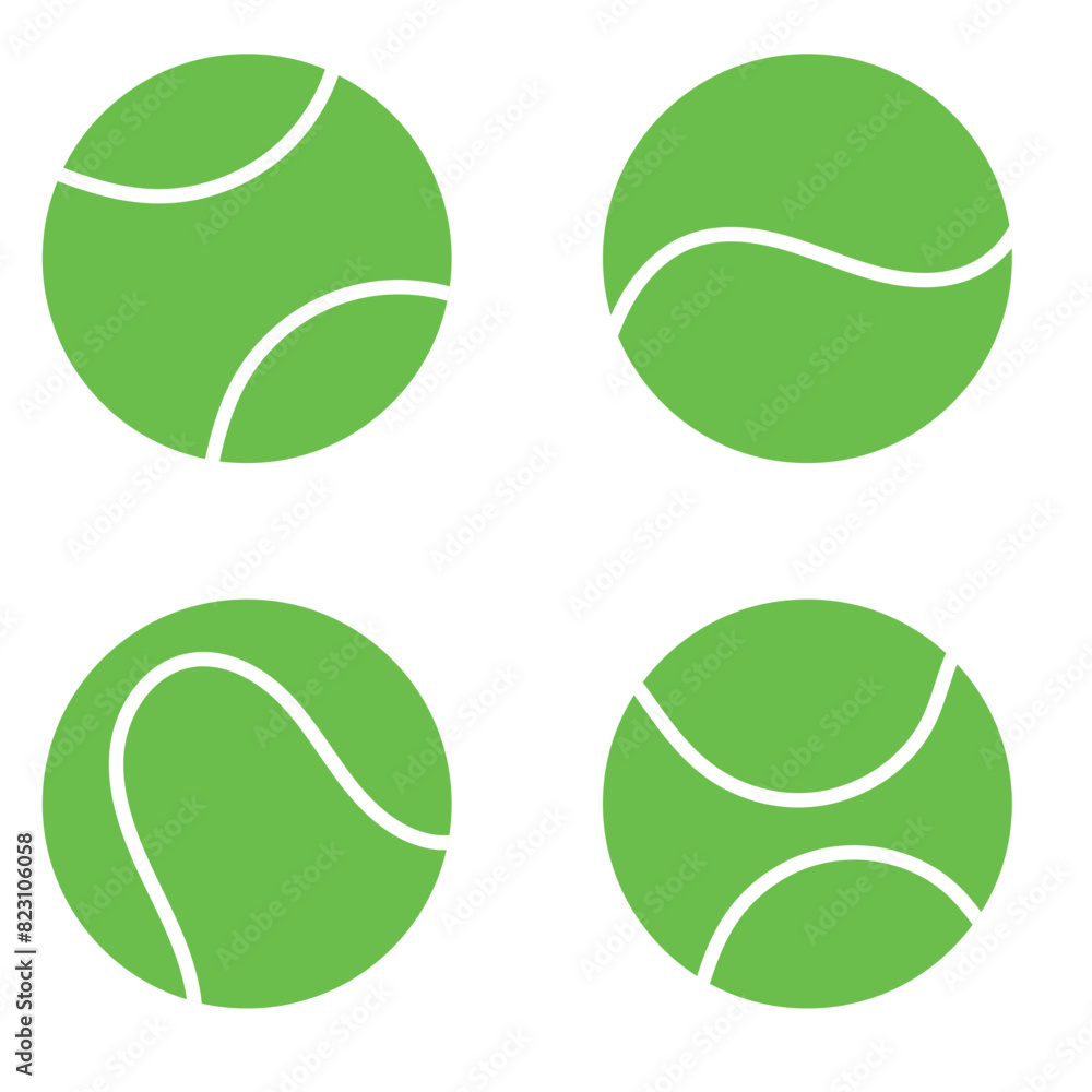 Vector green tennis ball collection Isolated on white background. vector illustration. EPS 10