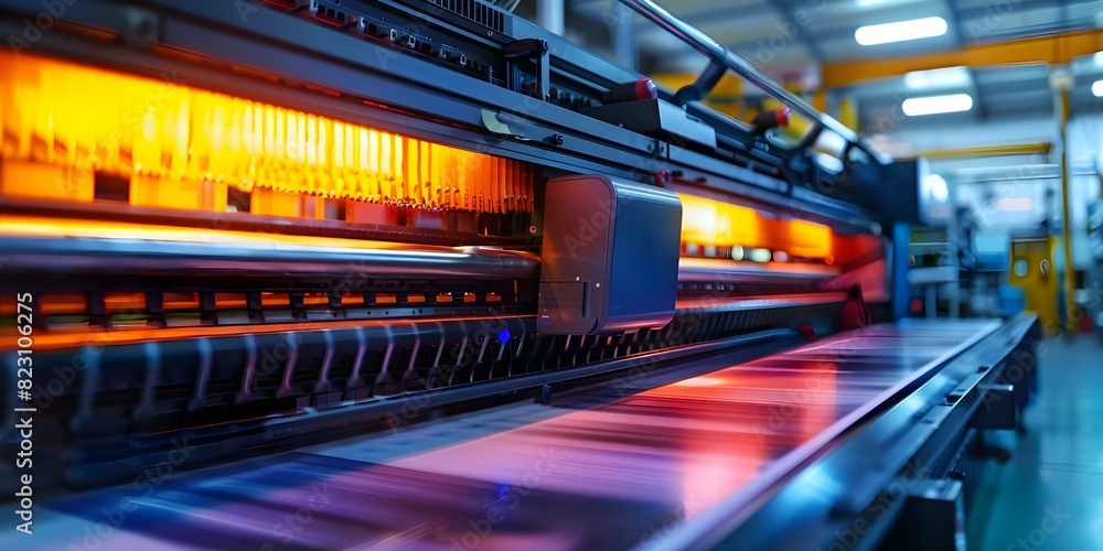 Large printer in use in industrial setting. Concept Industrial 3D Printing, Large Scale Printing, Additive Manufacturing, Factory Technology Large printer in use in industrial setting. Concept Industrial 3D Printing, Large Scale Printing, Additive Manufacturing, Factory Technology