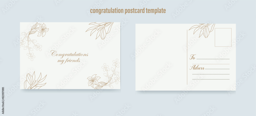 Floral art congratulation card design template. Floral art congratulation card design template.