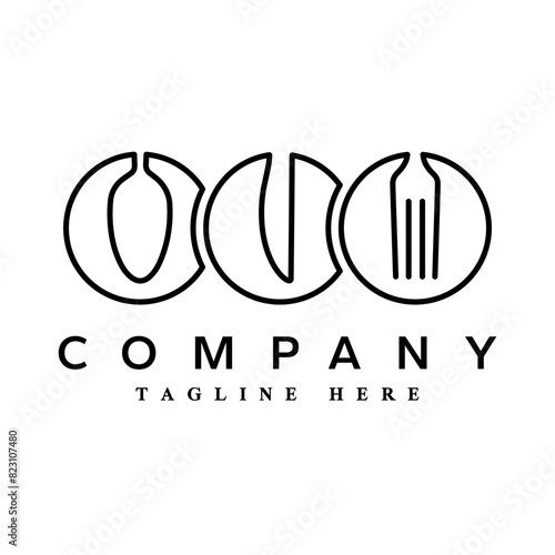 Catering vector logo badge. Cater service sign, outdoor dinner, restaurant business retro design with hand written modern calligraphy. Elegant lettering logotype, vintage style.