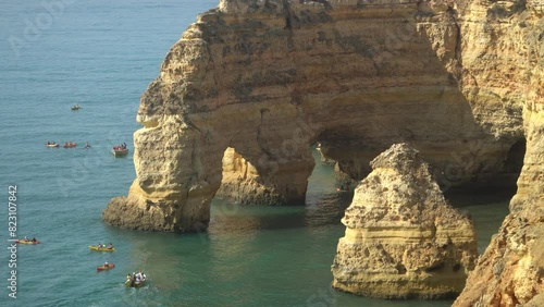 Amazing view of the most famous Marinha beach in Algarve, southern Portugal